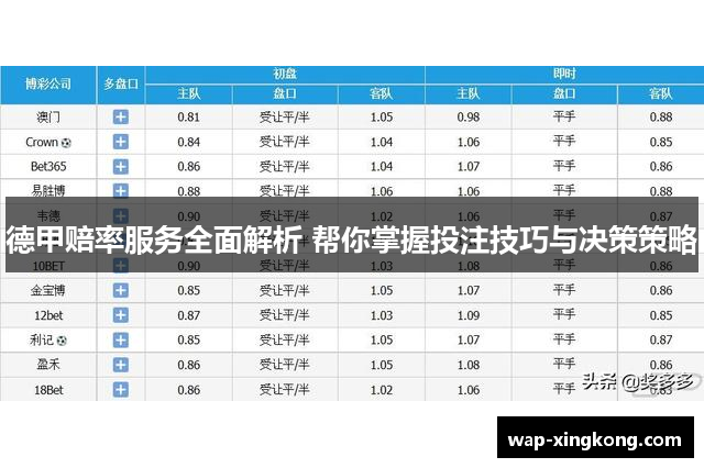 德甲赔率服务全面解析 帮你掌握投注技巧与决策策略